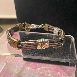 Brown, Silver and Gold Multi-Strand Bracelet